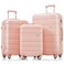 Merax 3 Pcs ABS Hardside Luggage Set Spinner Wheel Suitcase, Brown/Ivory, 20/24/28 Inch