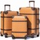 NZBZ Vintage Luggage Sets for Women, 3 Piece Faux Leather Retro Luggage Sets, Retro Lightweight Spinner Suitcases, Vintage Suitcase Set (Orange Brown, 20inch &amp; 24inch &amp; 28inch)