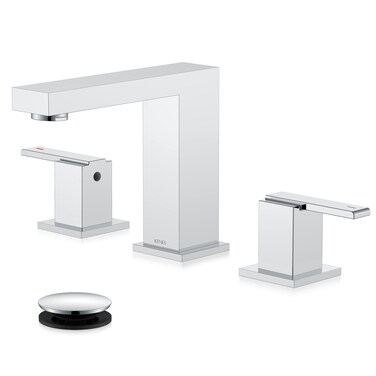 KENES Polished Chrome Widespread Bathroom Faucet 2 Handle Bathroom Sink Faucet 3 Hole, 8-Inch 3 Pieces Bathroom Vanity Faucet with Pop Up Drain &amp; Supply Lines, KE-9050-5-P