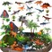 Sratte 26 Pcs Mini Dinosaur Figures Set Miniature Plastic Dinosaur Figurines Small Realistic Dinosaurs Volcano Toys Model Trees for Birthday Cake Topper Diorama Project Decorations(Tray Not Included)