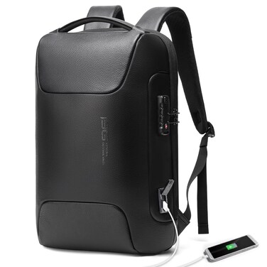 BANGE Genuine Leather Laptop Backpack Fits 15.6 Inch,Anti Theft Business Back Pack with TSA Lock, Office Work Backpack with USB3.0 Charging Port for Men and Women&hellip;