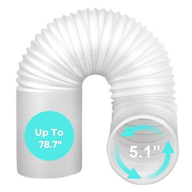 80" Length 5.1 Inch Diameter Portable Air Conditioner Hose with Anti-Clockwise Thread, Replacement Mobile AC Unit Exhaust 5.1" Vent Hose for LG Hisense Haier Delonghi Air Conditioning Parts
