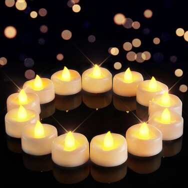 Flameless Candles, 100-Pack Tea Lights Candles Battery Operated Bulk, Flameless Tealight Candles, LED Tea Lights for Christmas Halloween Wedding Fall Decor, 1.5'' D X 1.25'' H, Warm Yellow