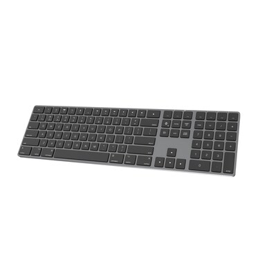 Bluetooth Slim Keyboard for Mac, Aluminum Rechargeable Keyboard Wireless, Low-Profile Silent Flat Key Compatible with Apple iMac, MacBook, Mac and iOS, Full Size - Space Gray