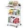 3-Tier Rolling Cart with Drawer &amp; Lockable Wheels, Plastic Shelf Storage Organizer Cart &ndash; Easy Assembly, Waterproof Design for Kitchen, Bathroom, Office, White