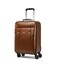 feilario Business Spinner Wheels Luggage PVC Leather Waterproof Carry-On Suitcase Aluminum Alloy Handle Soft Shell Luggage with TSA Lock (Brown, 20in)