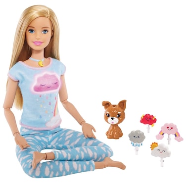 Barbie Breathe with Me Meditation Doll, Blonde, with 5 Lights &amp; Guided Meditation Exercises, Puppy and 4 Emoji Accessories, Gift for Kids 3 to 8 Years Old