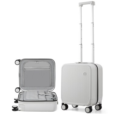 mixi Underseat Carry on Luggage 16 Inch Hardshell PC Suitcase with Spinner Wheels TSA Lock for Travel, Smoke White