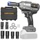 Cordless Impact Wrench 1/2 inch for Dewalt Battery 900FT-LBS with 6 Sockets and Durable Toolbox Brushless Impact Gun Includes LED Work Light (950Ft-lbs Wrench with 6 Sockets)