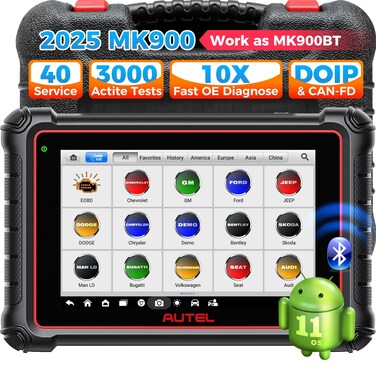 Autel MaxiCOM MK900 OBD2 Scanner: 2025 Updated of MK808BT Pro MK808S MX808S MX900, CAN-FD&amp;DOIP, 40+ Service as as MK900-BT, 150 Car Brands, Bidirectional Tests, All System Diagnose, FCA Autoauth &amp; SGW