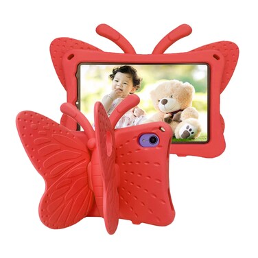 Case for iPad Mini 7 A17 Pro Mini 6 8.3 Inch iPad Mini Case for Kids, Cute Butterfly Shockproof EVA Foam Stand Cover for iPad Mini (6th 7th Generation) 8.3" Tablet for Girls - Red