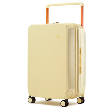 mixi Carry On Luggage Airline Approved Wide Handle Lightweight Luggage PC Hard Shell Suitcases Rolling Suitcases with Spinner Wheels &amp; TSA Lock, 20 Inch Lark Yellow