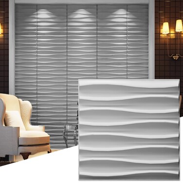 Art3d 19.7"x19.7" (Pack Of 12) Wall Panel Lines, White