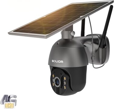 SOLIOM S600 3G/4G LTE Outdoor Solar Powered Cellular Security Camera Wireless,Pan Tilt 360&deg;View Spotlight,1080p Night Vision,2 Way Talk,PIR Motion Sensor,No WiFi, US Version, Unlimited Data Plan
