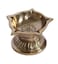 Ethnic Flower Carved 5 Oil Wicks Brass Diya, Brass Pooja Deepak, Brass Deepak for Pooja Mandir, Gift for Diwali, Housewarmings, Antique White, (Pack of 1)