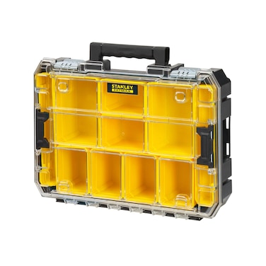 Stanley FatMax FMST82967-1 Stackable Tool Box with Transparent Lid and 10 Sorting Inserts of Different Sizes, Can be Combined with Other TSTAK Boxes