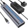 90W Powered USB Hub - ACASIS 16 Ports USB 3.0 Data Port, Aluminum Housing, Individual On/Off Switches, 12V/7.5A Power Adapter, USB Splitter for Laptop, PC, Computer, Printer