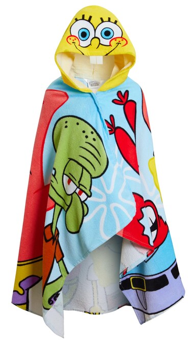 SpongeBob SquarePants Hooded Towel 100% Cotton Kids Poncho Beach Bath Towel Swimming Wrap Changing Robe
