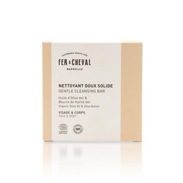 Fer &agrave; Cheval Gentle Solid Cleansing Soap with Magnetic Holder, 100 gram/3.53 ounce - Organic Shea Butter &amp; Olive Oil, Family-Safe