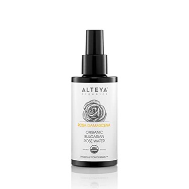 Alteya Organics Rose Water USDA Certified Organic Facial Toner, 3.4 Fl Oz/100mL Pure Bulgarian Rosa Damascena Flower Water, Award-Winning Moisturizer Miron Biophotonic Glass Spray Bottle