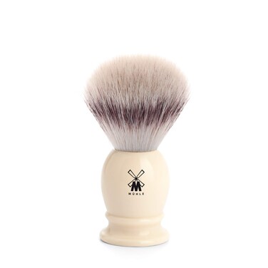 M&Uuml;HLE Classic Small Faux Ivory Silvertip Fiber Shaving Brush - Synthetic Luxury Shave Brush for Men, Rich Lather