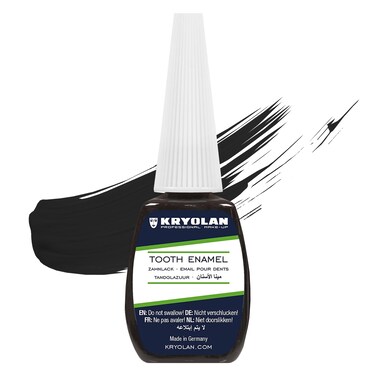 Professional Tooth Enamel, Special Effects Tooth Paint By Kryolan (Black)- Temporary Liquid Teeth Color For SFX Teeth Makeup Halloween Cosplay Theater- Blackout/ Rotten/ Tooth Decay Makeup- 0.4 Fl Oz