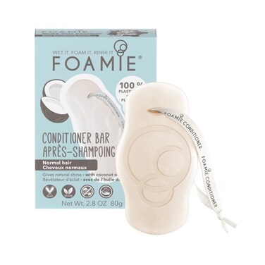 Foamie Natural Conditioner Bar for Dry, Damaged Hair - Deep Conditioning, Coconut-Based, Soap-Free, Cleans Scalp, Plastic-Free, Cruelty-Free, Paraben &amp; Sulfate-Free