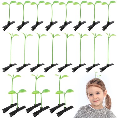 Bean Sprout Hair Clips 50pcs Little Grass Hairpin Funny Hairpins Green Plant Barrette for Women Girls Home Party Headwear