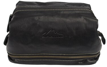 Toiletry Bag "LAGO DI COMO"   Made Of Buffalo Leather   Men Women Brown   By Alpenleder (Black)