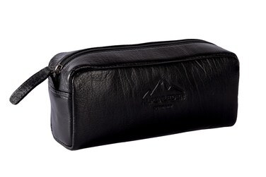 Toiletry Bag "MAINAU"   Made Of Buffalo Leather   Men Women Brown   By Alpenleder (Black)