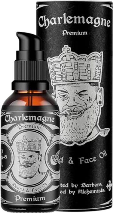 Charlemagne Beard Oil - 30ml Vegan &amp; Leather Scented Men's Grooming Oil - Boosts Beard Growth - Made in Germany