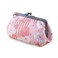 Floral Buckle Coin Purses (Kiss Lock Small Makeup bag Oval/Retro flower Kimono Cloth - Pink) / Made in Japan Change Purse Wallets Tiny Makeup Bag