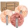myHomeBody 60g Loofah Sponge, Body Scrubber, Bath Sponge, Loofah for Women, Men, Exfoliating Sponge Shower Pouf with Activated Charcoal - 2 Peach + 1 Coral Red, 3 Pack