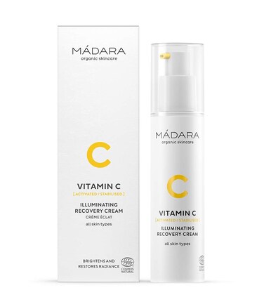 M&Aacute;DARA Organic Skincare   Vitamin C Illuminating Recovery Cream &ndash; 50 ml, Vitamin C moisturiser with hyaluronic acid, Hydrating and brightening face cream, All skin types, Vegan, Ecocert certified