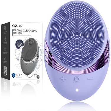Face Scrubber Facial Cleansing Brush : COSLUS Portable Silicone Waterproof Rechargeable Face Wash Brush, 5 Cleansing Modes, Electric Deep Cleaning for Men &amp; Women, Removing Blackhead, Exfoliating