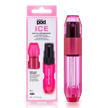 Travalo Perfume Pod Ice Travel Perfume Atomizer - High Definition Mini Pump Sprayer - TSA Approved - Easy Fill - Leak Proof - Perfect Pink - 0.6oz
