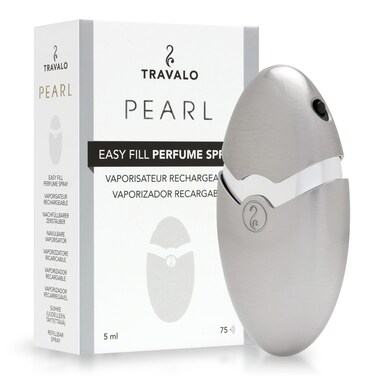 Travalo Perfume Pod Pearl Elegance - High Definition Mini Pump Spray - Portable Travel Perfume Atomizer - TSA Approved - Airtight - Reusable and Easy Fill - Silver - 1.7oz