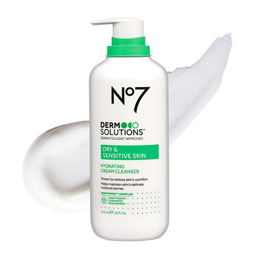No7 Derm Solutions Hydrating Cream Cleanser for Normal to Dry &amp; Sensitive Skin (16 Fl Oz)