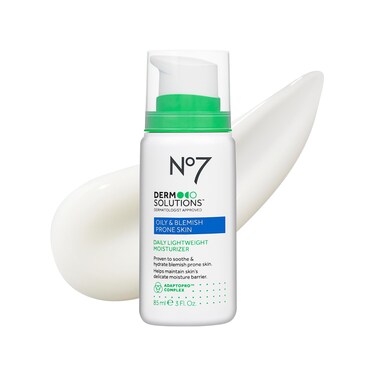 No7 Derm Solutions Daily Face Moisturizer for Women &amp; Men - Hydrating Lotion Formulated with Ceramides &amp; Niacinamide to Help Maintain Moisture Barrier - For Oily &amp; Blemish-Prone Skin (3 Fl Oz)