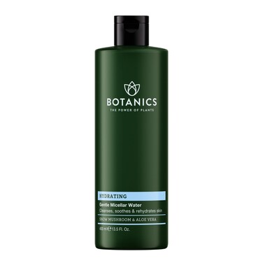 Botanics Micellar Water Makeup Remover - Hydrating &amp; Gentle Cleansing Water - Enriched with Snow Mushroom &amp; Aloe Vera - Vegan &amp; Cruelty-Free Eye Makeup Remover Liquid (13.5 Fl Oz)