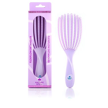 Nature Spell FlexiFlow Detangling Hair Brush   Detangles All Hair Types   For Wet &amp; Dry Hair   Flexible Strands for Pain Free Brushing &amp; Cleaning   Eliminates Knots &amp; Reduces Breakage   (Purple)