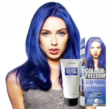 Knight &amp; Wilson Color-Freedom 150ml Truly Blue Semi-Permanent Hair Color - Ultra-Vibrant Vegan Friendly Color Mask with Shine Booster Complex - Ammonia Free Color Lasts Up To 6-10 Washes