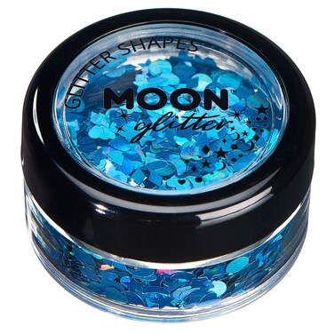 Holographic Glitter Shapes by Moon Glitter &ndash; 100% Cosmetic Glitter for Face, Body, Nails, Hair and Lips - 0.10oz - Blue