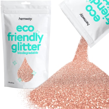 Hemway Eco Friendly Biodegradable Glitter 100g / 3.5oz Bio Cosmetic Safe Sparkle Vegan for Face, Eyeshadow, Body, Hair, Nail and Festival - Ultrafine (1/128" 0.008" 0.2mm) - Rose Gold
