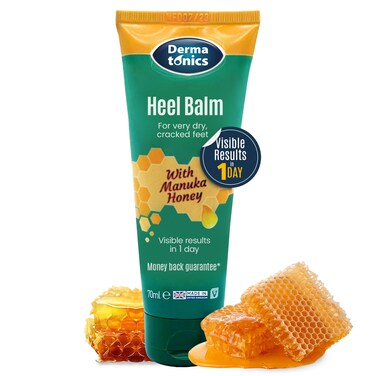 Manuka Honey Heel &amp; Elbow Cream - Moisturizing &amp; Exfoliating Care for Dry, Cracked Heels &amp; Feet, Softening Callus Remover, Hydrating Foot Balm for Smooth, Healthy Skin - 2.37 fl oz Tube