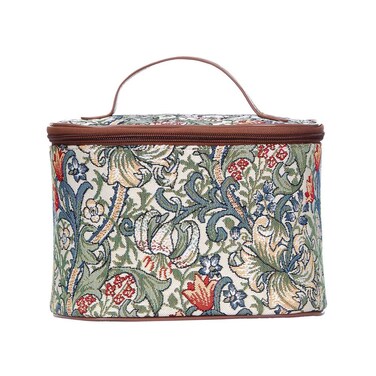 Signare Tapestry Toiletry Bag Makeup Organizer bag for Women with with William Morris Golden Lily Design (TOIL-GLILY)