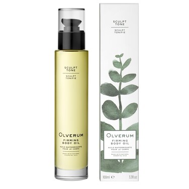 Olverum Firming Body Oil - Luxury Skin Tightening Oil 100ml Spray - Ethically Sourced Blend of Active Botanical and Essential Oils - Contouring Collagen Boost for Women And Men - Relax. Restore. Renew