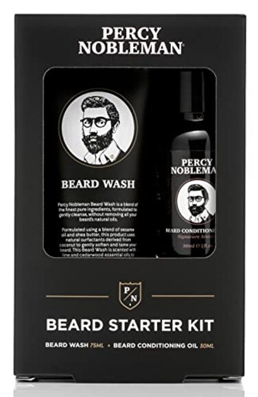 Percy Nobleman Beard Starter Kit, A Beard Grooming Kit Containing Beard Oil and Wash, 30ml / 75ml