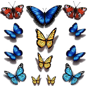 24 pcs Butterfly 3D temporary tattoos realistic monarch red blue yellow large butterflies for adult teens women girls kids body art stickers thigh stomach sexy cute hippie fancy dress