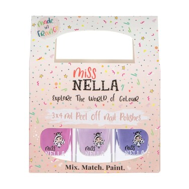 MISS NELLA PURPLE UNICORN- Peel Off, Odour Free, Water Base &amp; Safe for kids nail polish pack OF 3- Sweet Lavender (glitter), Butterfly Wings (glitter) &amp; Little Poppet